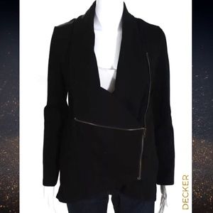 DECKER Chic Black Zipper Detail Zip Up LS Jacket